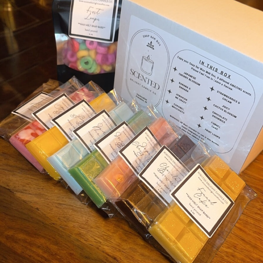 Snap Bar Wax Melt box 9 different Scents
